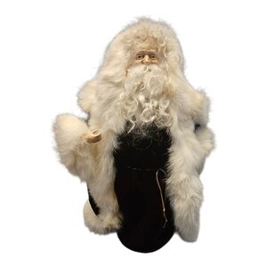 Vintage 14" Father Christmas Santa Claus Figurine Red Velvet Dress W/White Fur
